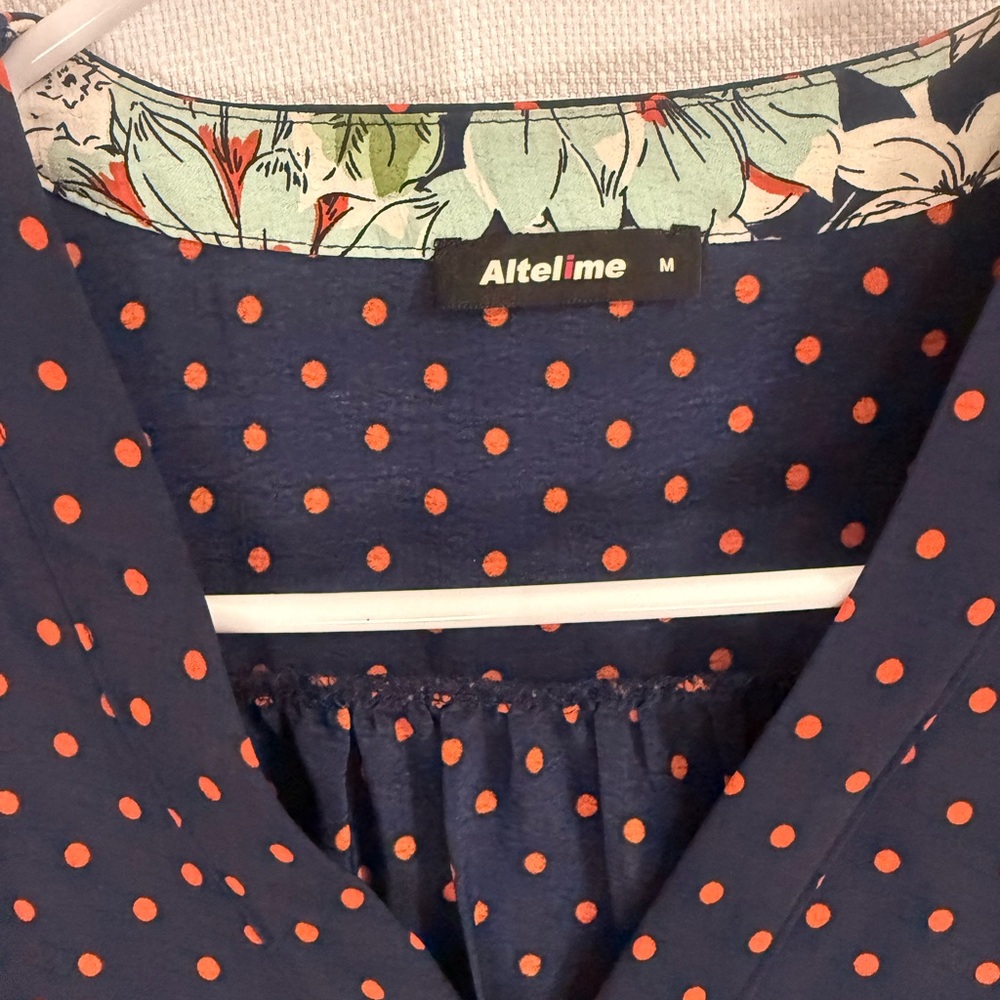 Altelime Navy Polka Dot Blouse